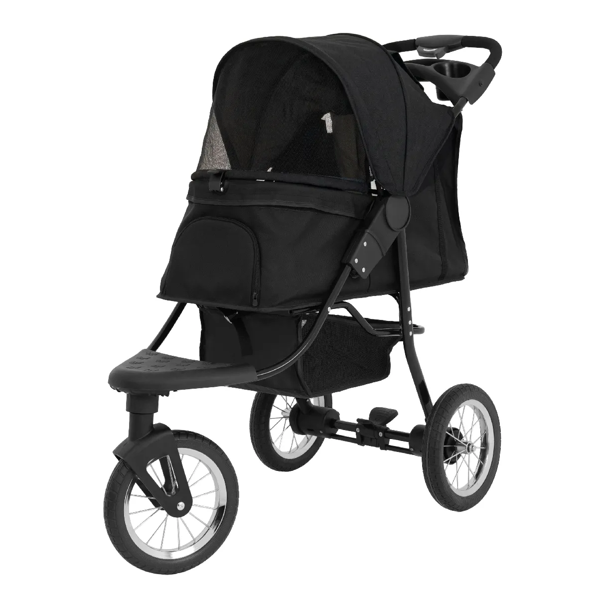 Comparer les prix de Poussette Jogger Pliable en Noir pour Animal de Compagnie, Sac Caddy & Housse