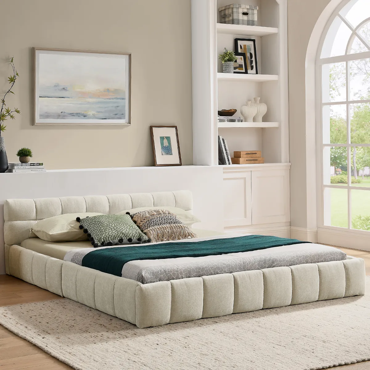 Avec design élégant pour chambre - Matière : Chenille - Sans Matelas