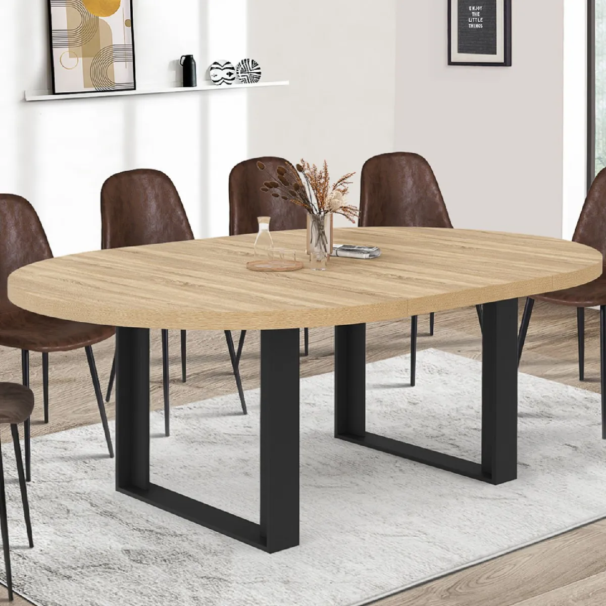 ID Market - Table à manger extensible - PHOENIX - 140-200 cm - Noir - Image 2