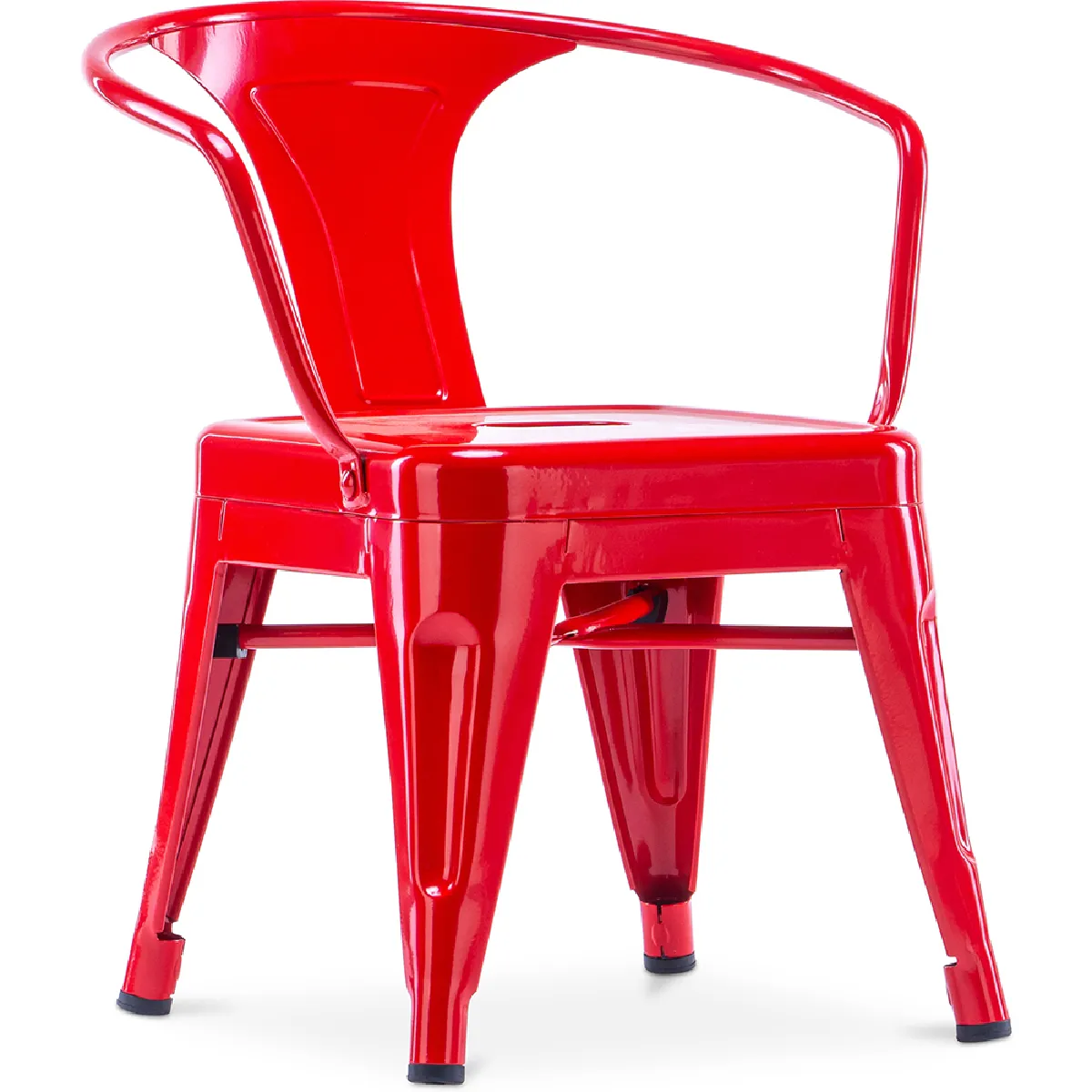Chaise enfant avec accoudoirs - Chaise enfant design industriel - Acier - Stylix Rouge