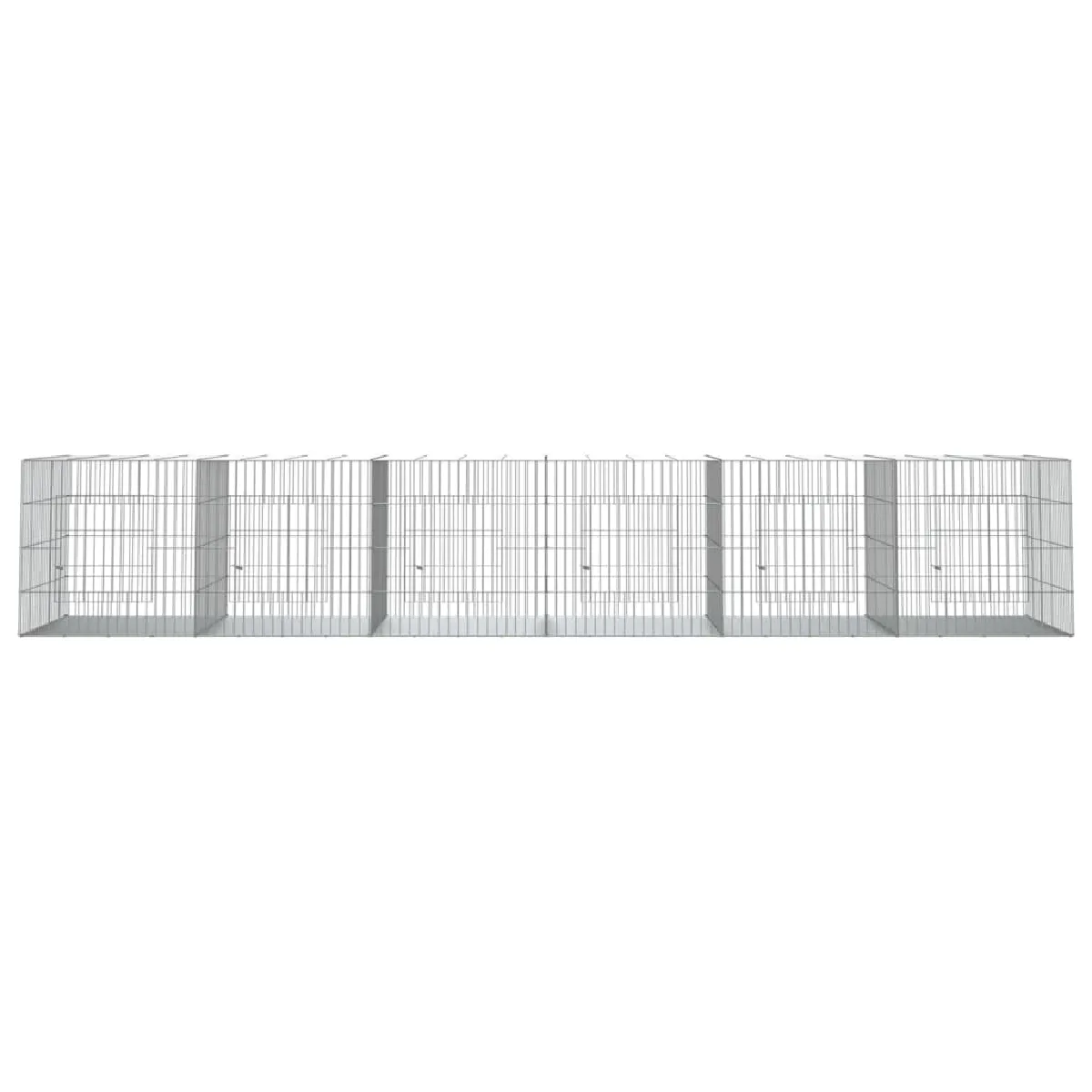 Meilleurs prix pour Cage à lapin 6 panneaux 327 x 79 x 54 cm Fer galvanisé Argent 02_0041693