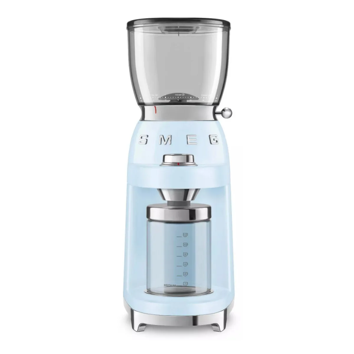 Broyeur a cafe ''Annees 50'' broyeur conique en inox 450 tours / minute 30 niveaux de broyage 8 fonctions mode manuel reservoir a grain 350 gr recipient a cafe 130 gr systeme antistatique integre - vue 3