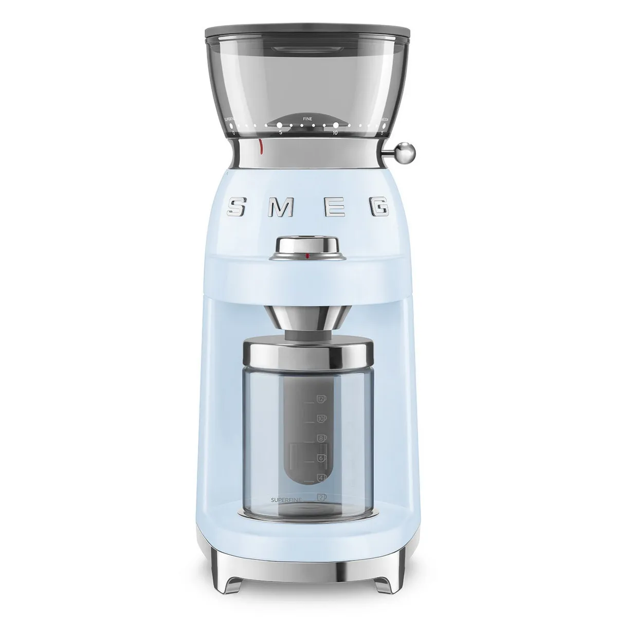 Moulin à Café SMEG CGF03PBEU – 150W, Capacité 240g, 15 Niveaux de Mouture