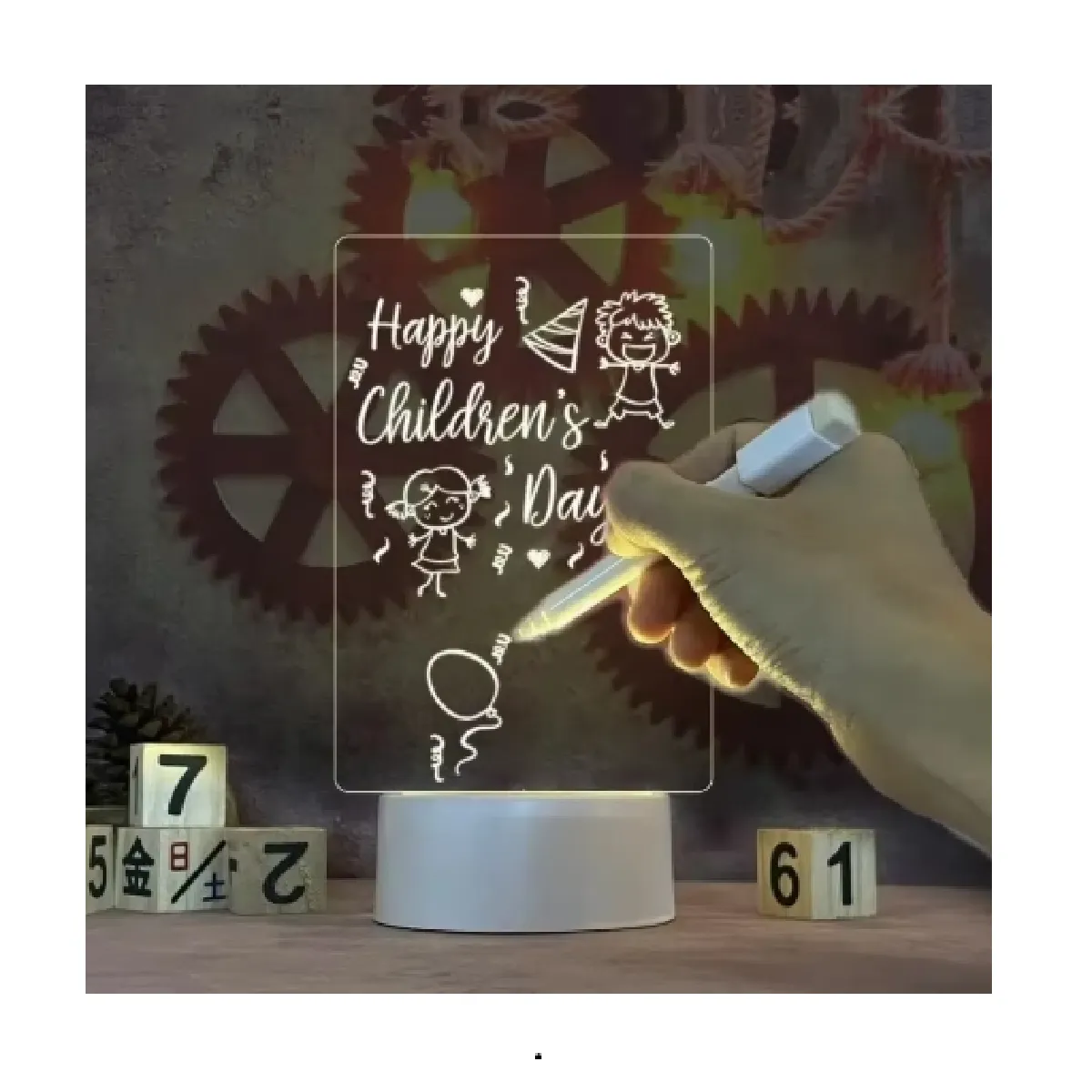 Lampe veilleuse LED tableau message - Transparent