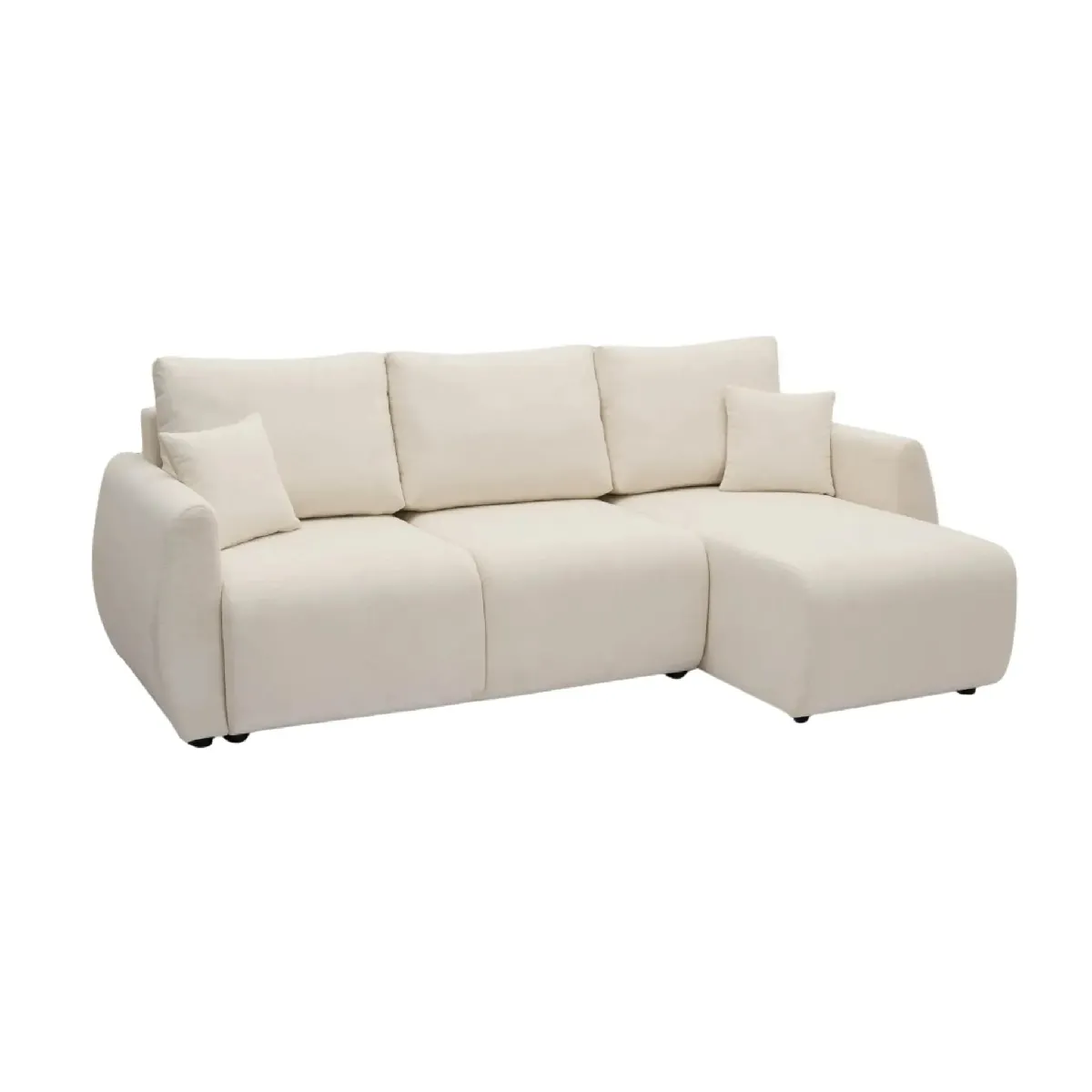 Canapé d'angle convertible tissu doux 3 places - vue 2