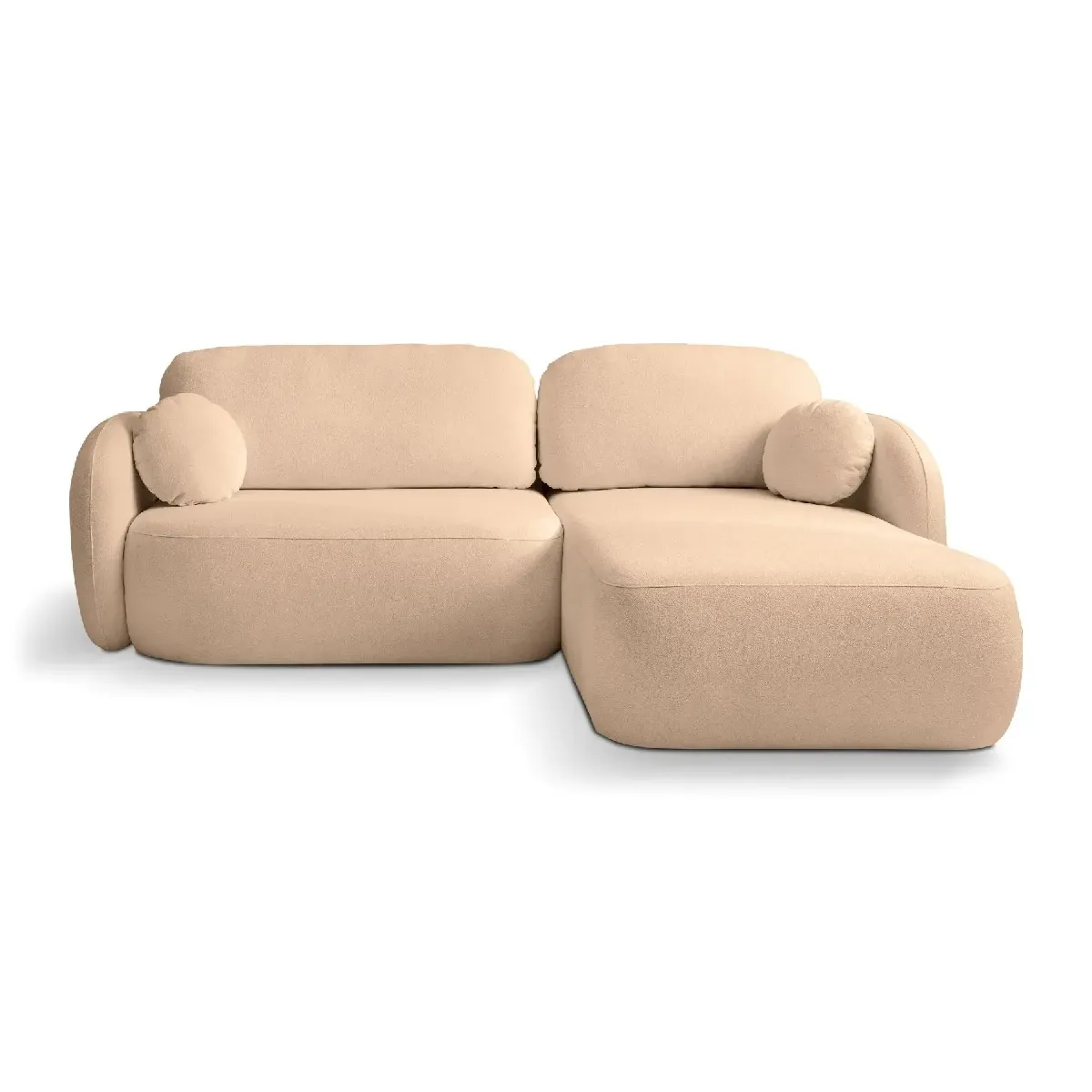 Canapé d'angle tissu bouclette 4 places Café Droit - vue 2