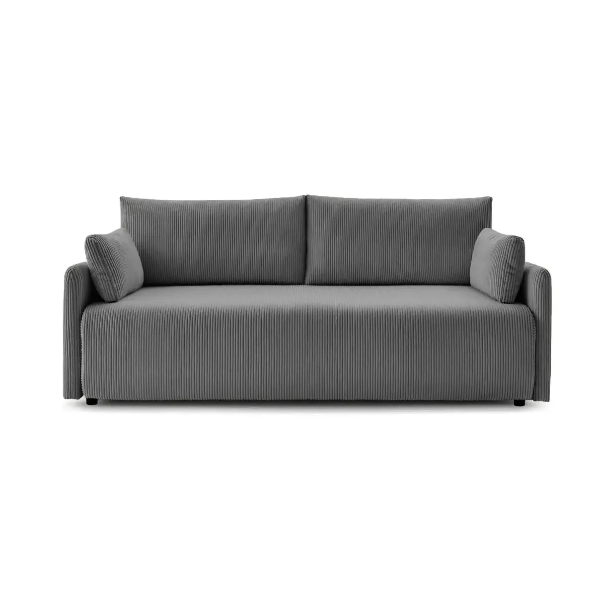 Canapé droit convertible velours côtelé 2 places Gris foncé