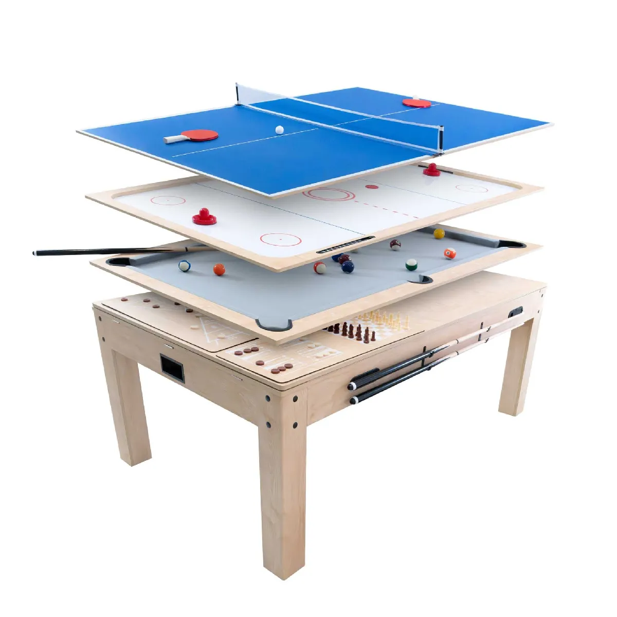 Table Multi-Jeux 5-en-1 Pour Enfants – Baby-foot, Billard, Ping-Pong, Hockey, Curling – Pliable – 120 X 60 X 83 Cm