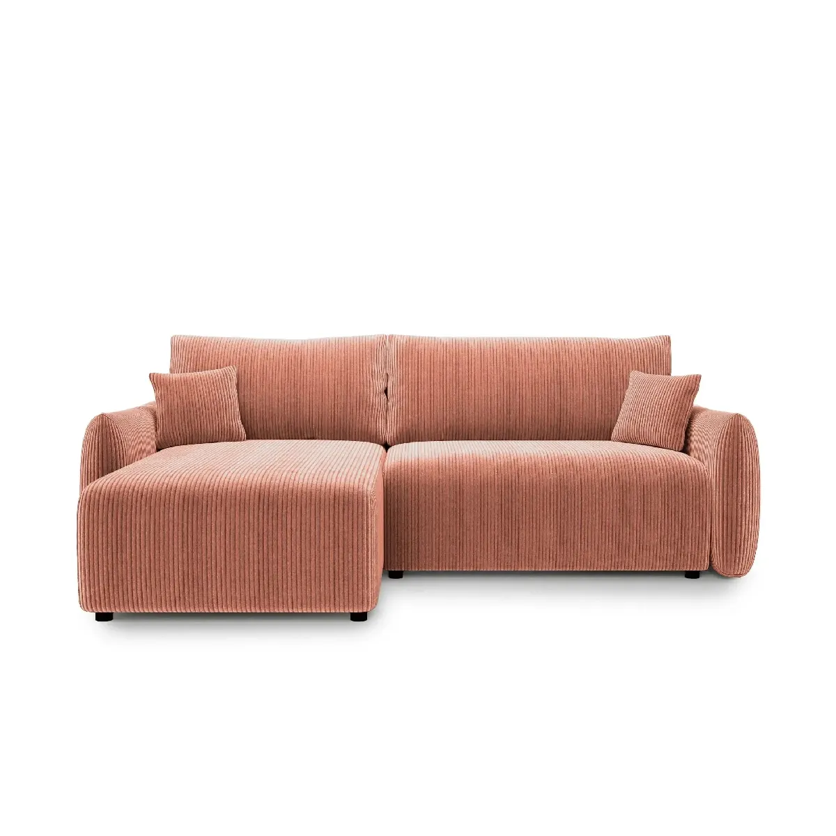 Canapé d'angle convertible velours côtelé 4 places Terracotta - vue 2