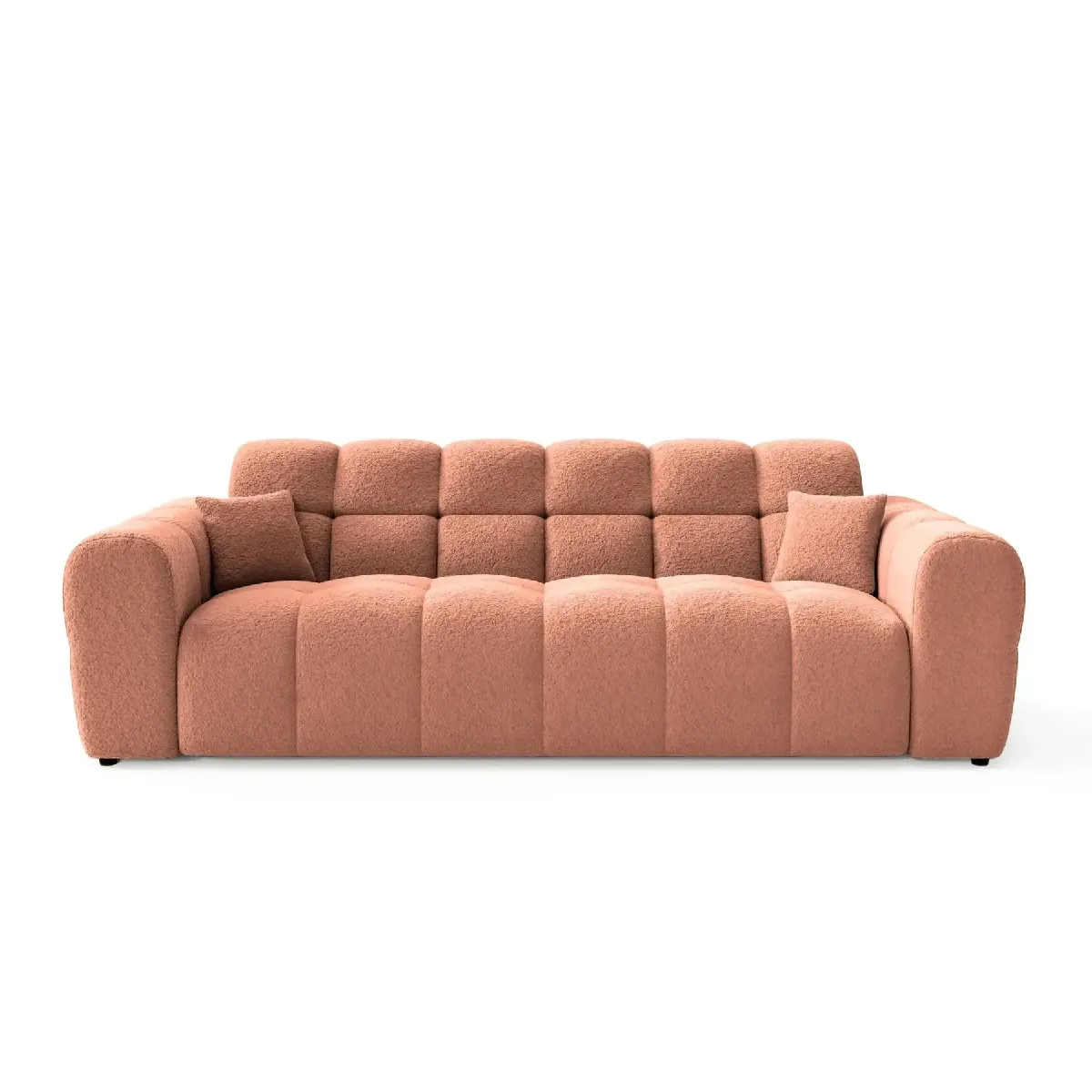 Canapé droit tissu bouclette 3 places Terracotta - vue 2