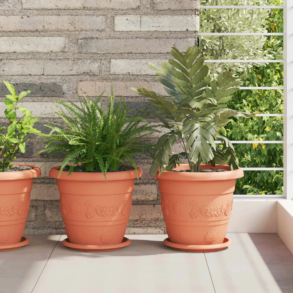 vidaXL Pots de plantes 24 pcs Rouge brique Ø 26 x 21.5 cm Plastique