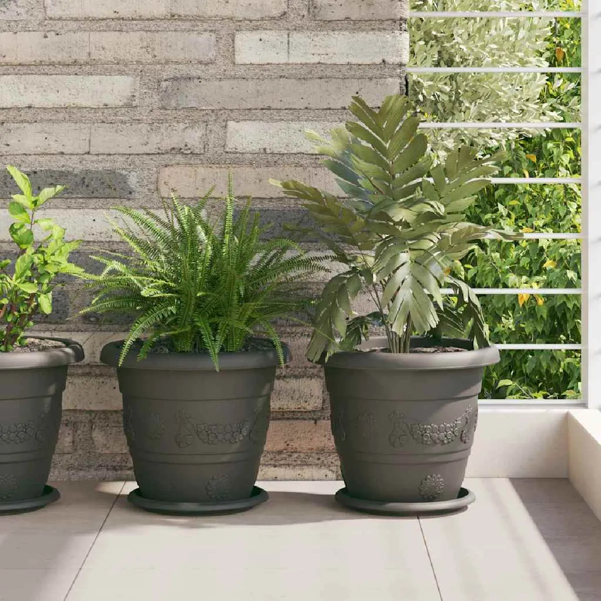 vidaXL Pot à fleurs rond 6 pcs Ø 26 x 21 5 cm Plastique - vue 2