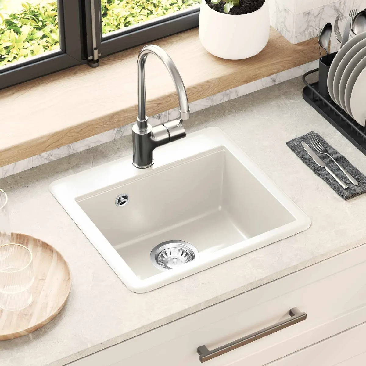 vidaXL Évier 470 x 440 mm Granite