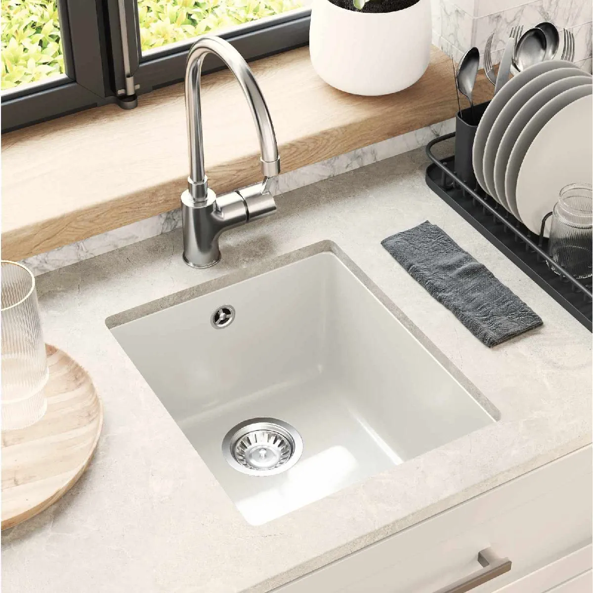 vidaXL Évier 370 x 460 mm 80% et 20% Résine - vue 3