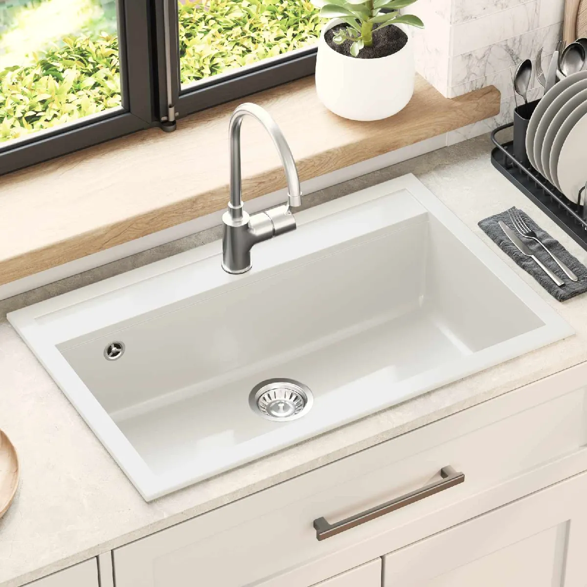vidaXL Évier 795 x 505 mm Granite - vue 3