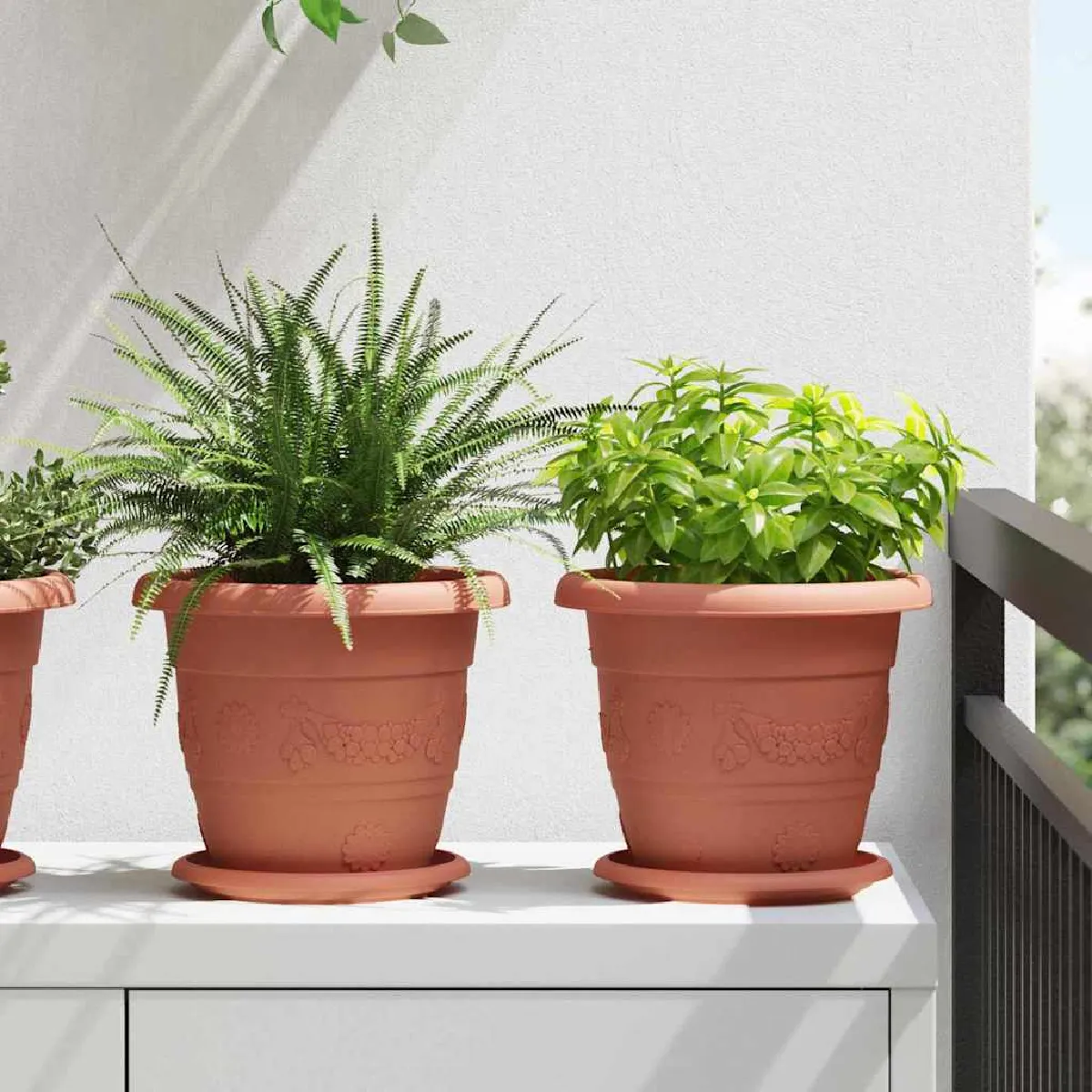 vidaXL Pot à fleurs rond 6 pcs brique Ø 26 x 21 5 cm Plastique - vue 2