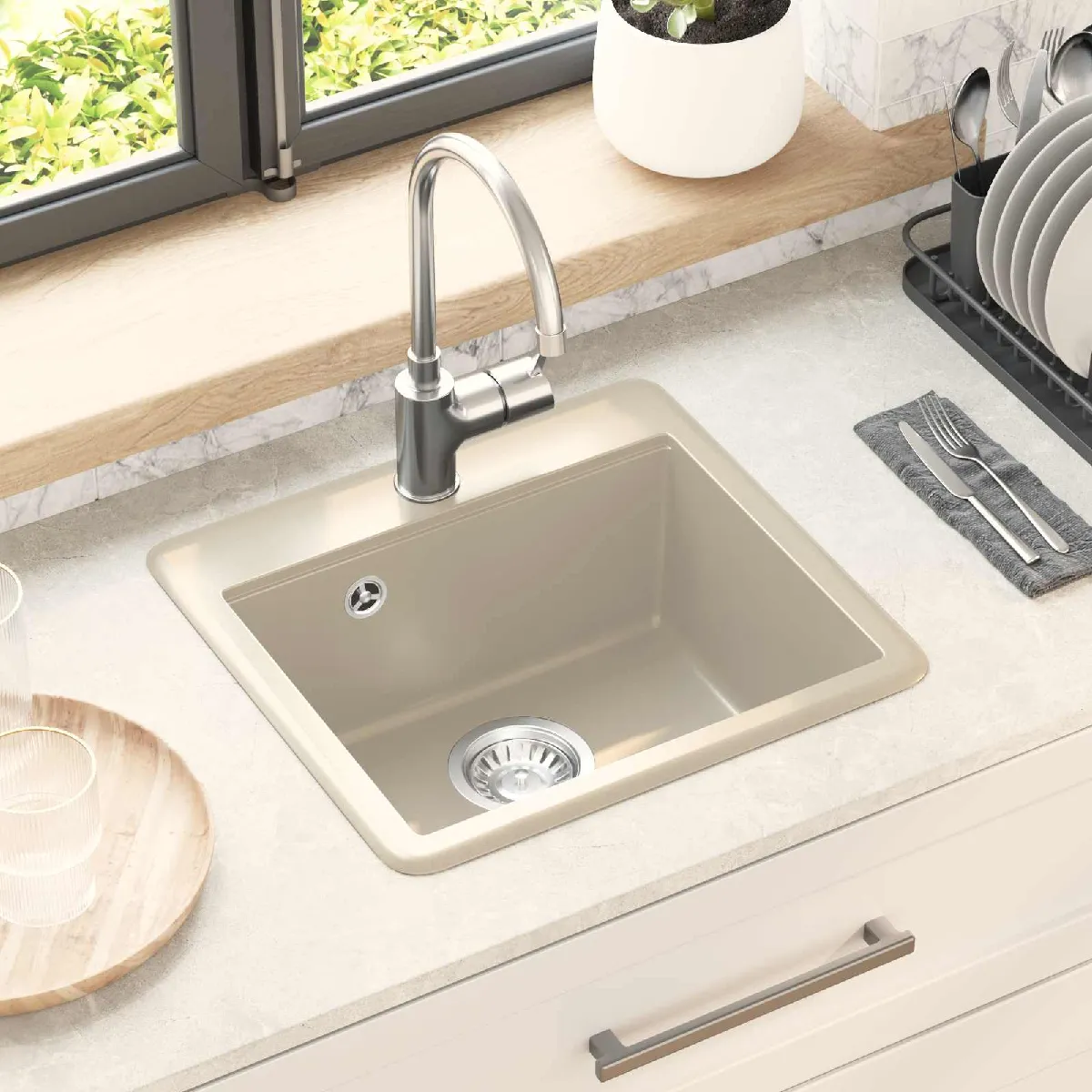 vidaXL Évier 470 x 440 mm Granite - vue 3