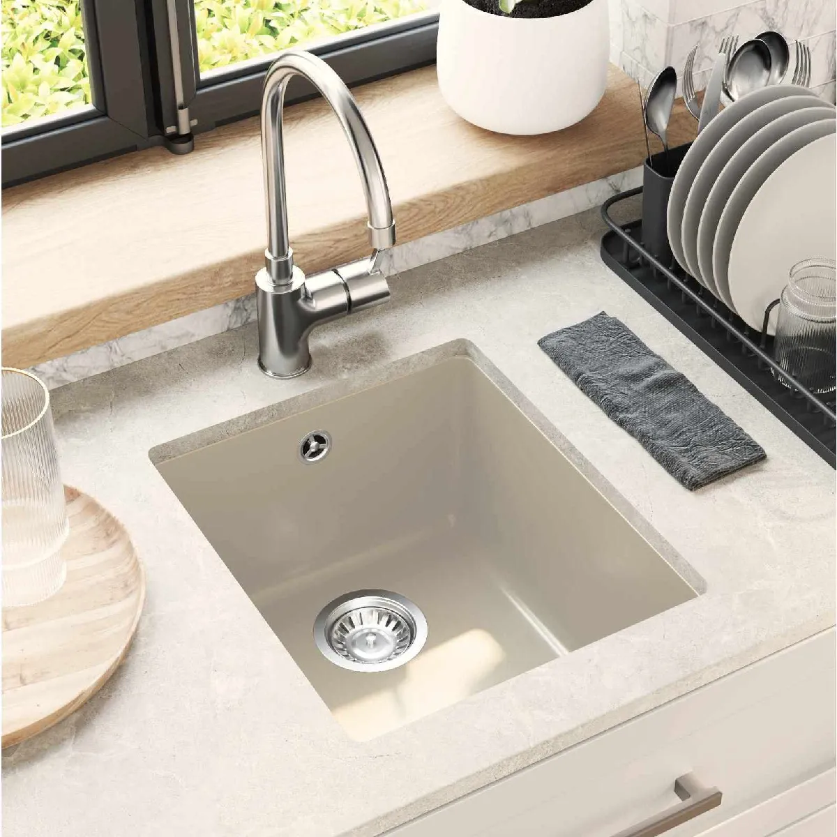 vidaXL Évier 370 x 460 mm 80% et 20% Résine