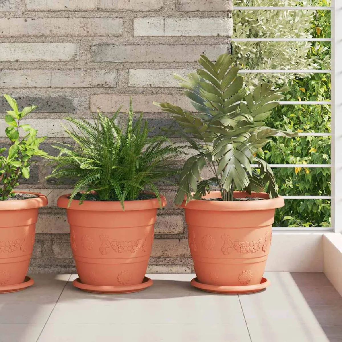 vidaXL Pot à fleurs rond 6 pcs brique Ø 26 x 21 5 cm Plastique - vue 3