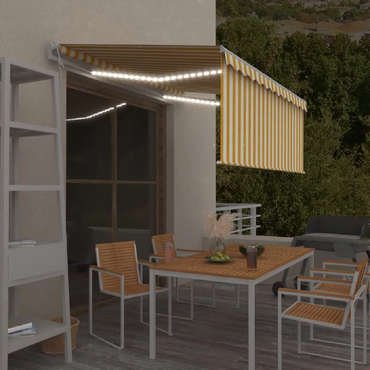 Vidaxl Auvent automatique capteur de vent et LED 3x2,5m
