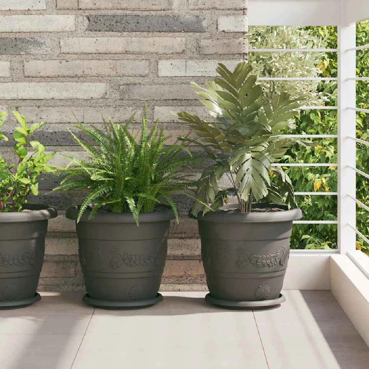 vidaXL Pot à fleurs rond 6 pcs Ø 26 x 21 5 cm Plastique - vue 3