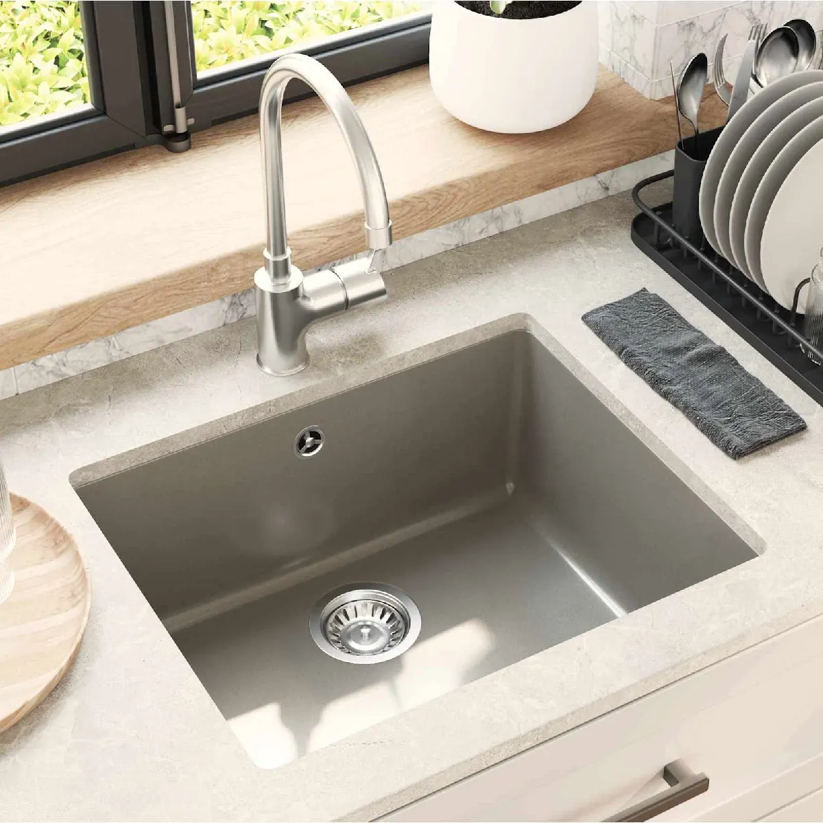 vidaXL Évier 530 x 460 mm 80% et 20% Résine
