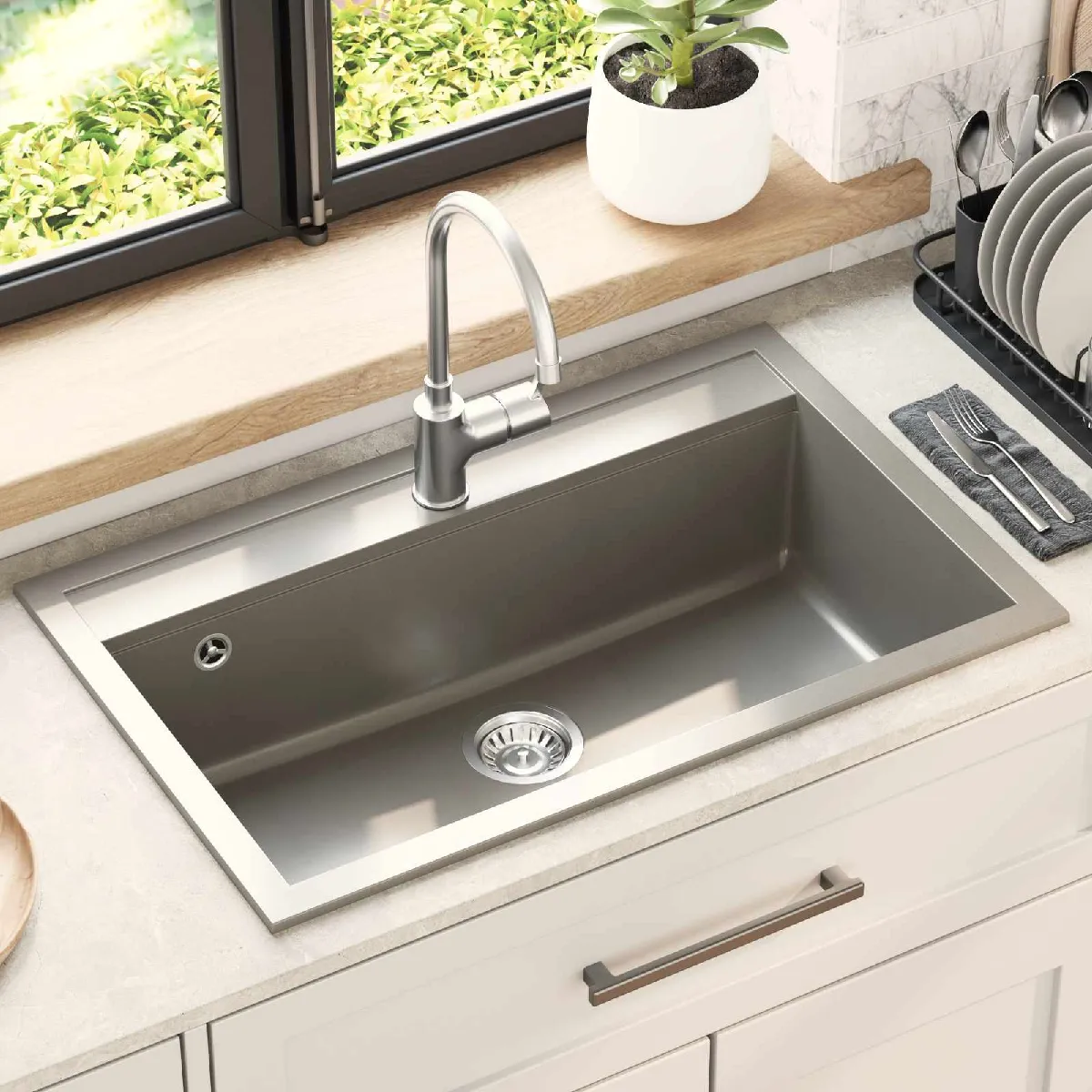vidaXL Évier 795 x 505 mm Granite - vue 2