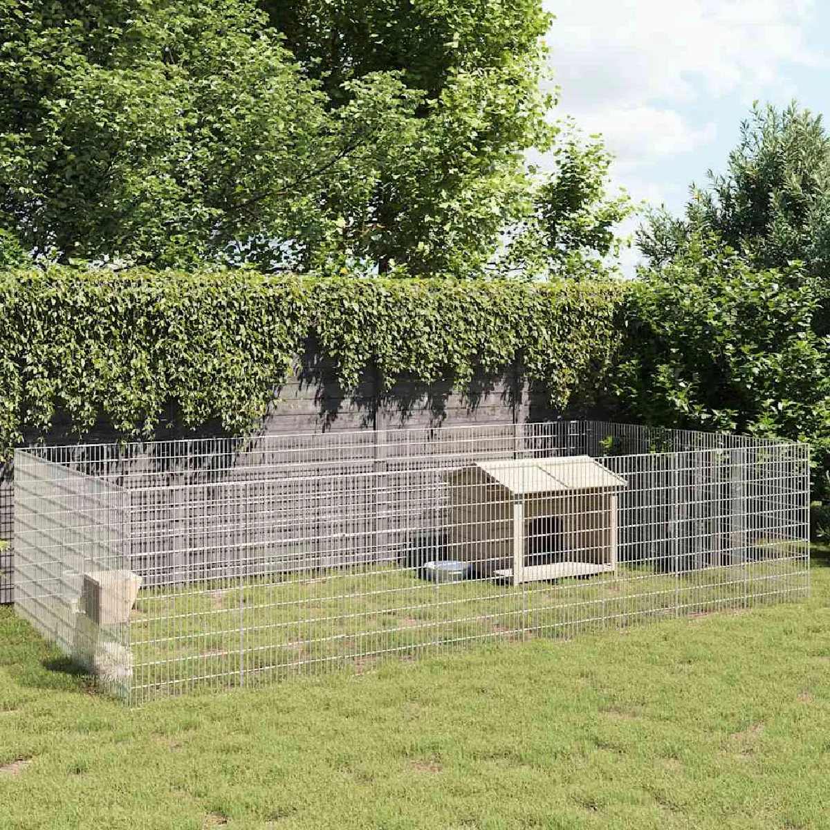 vidaXL Enclos pour animaux en liberté 24 panneaux fer galvanisé - vue 2