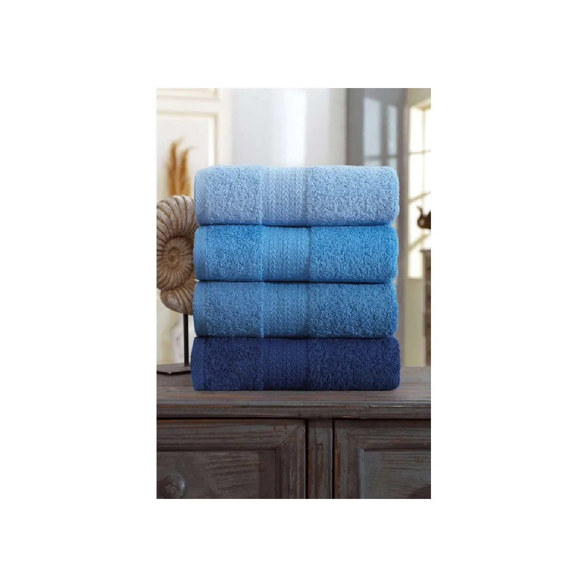 Set 4 serviettes mains 50 x 85 cm dégradé bleu Réf. 336EPJ1188
