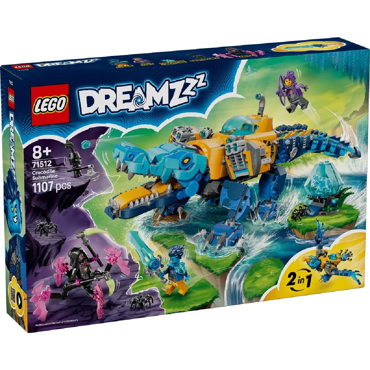 71512 Set DreamZzz Sous-marin Crocodile 2-en-1 1107 pièces