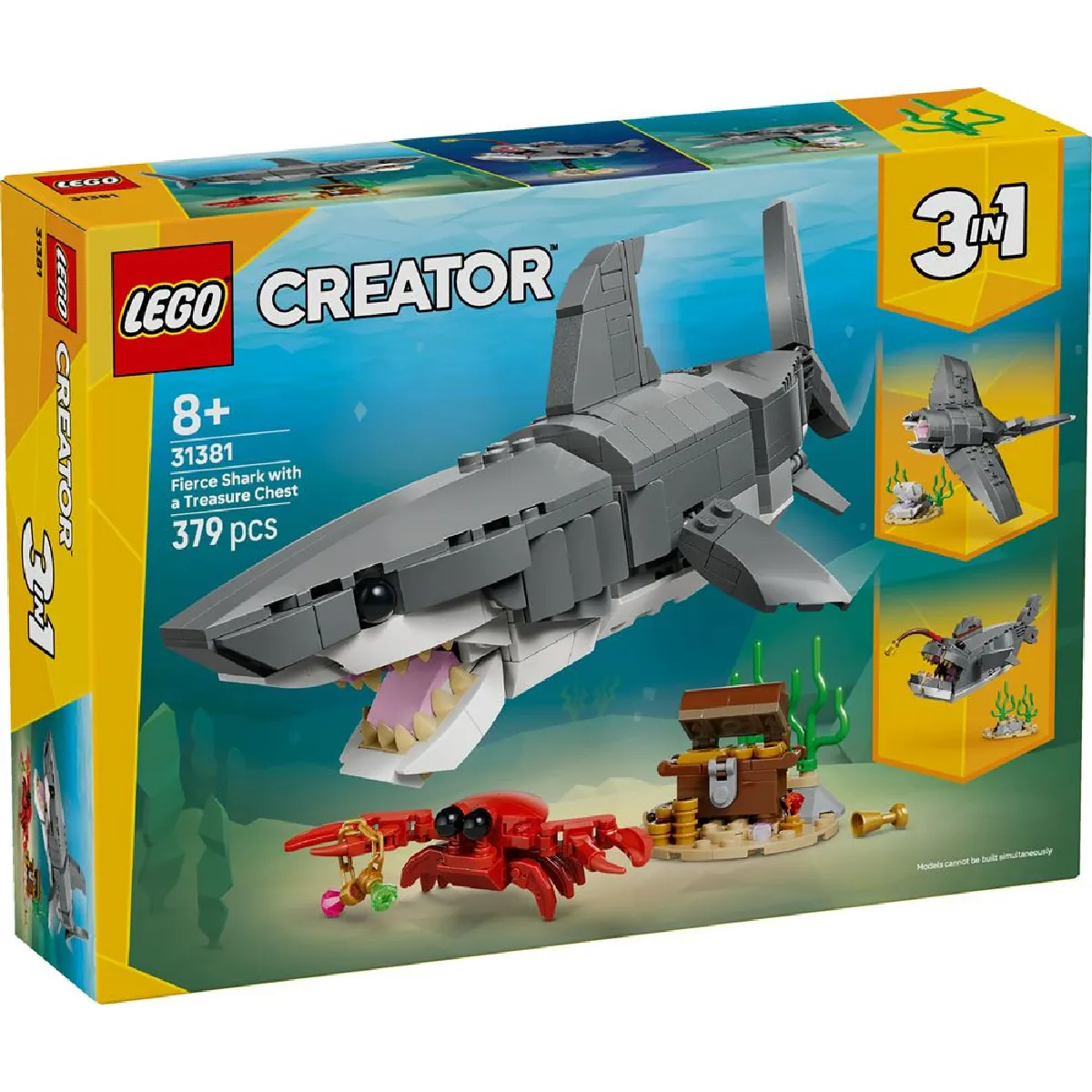 31381 LEGO Creator 3-en-1 Le Requin Articul&eacute; et Coffre au Tr&eacute;sor 379 pi&egrave;ces