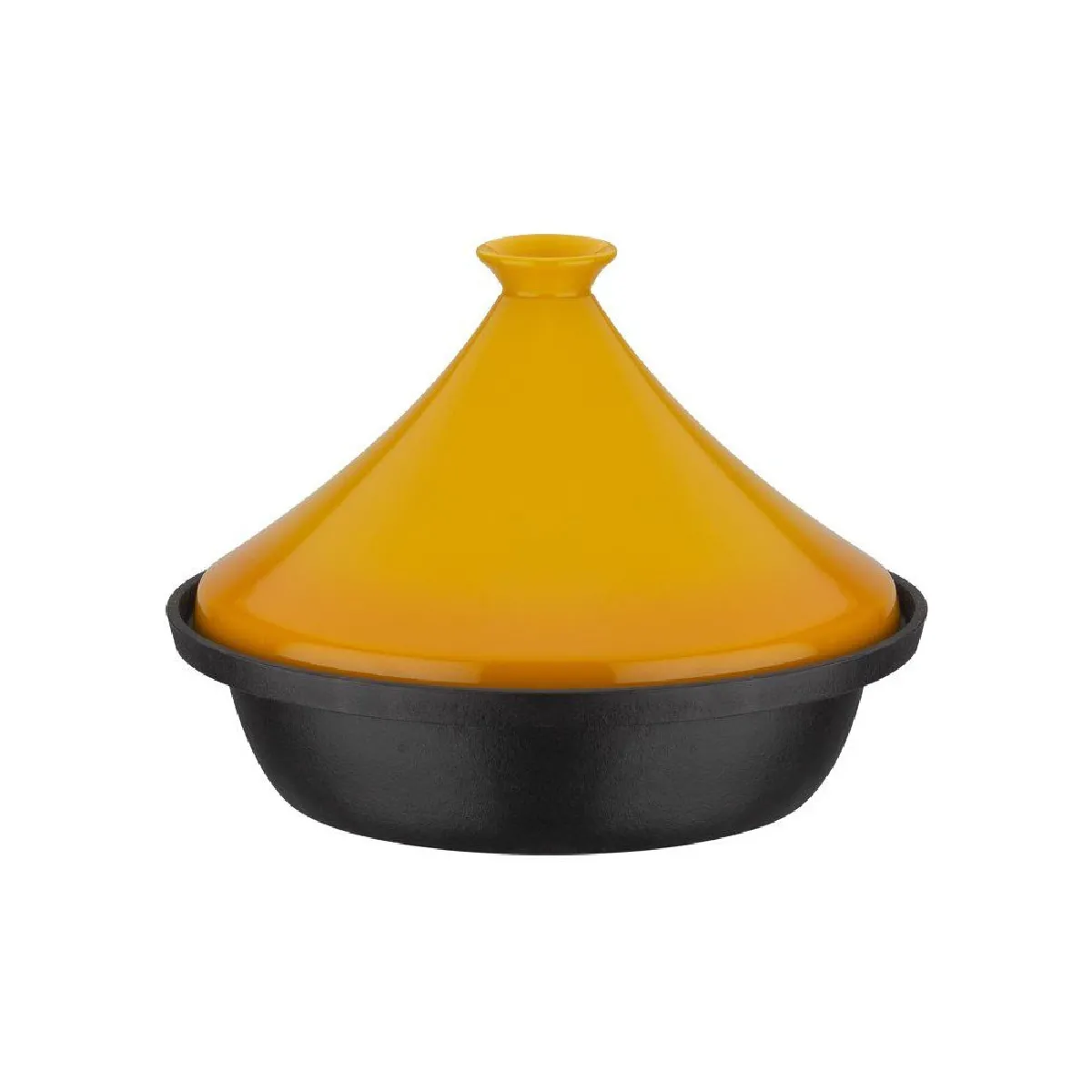 GSW 717434 Tajine 30 cm tajine avec base fonte d'acier et couvercle c&eacute;ramique Noir/Jaune