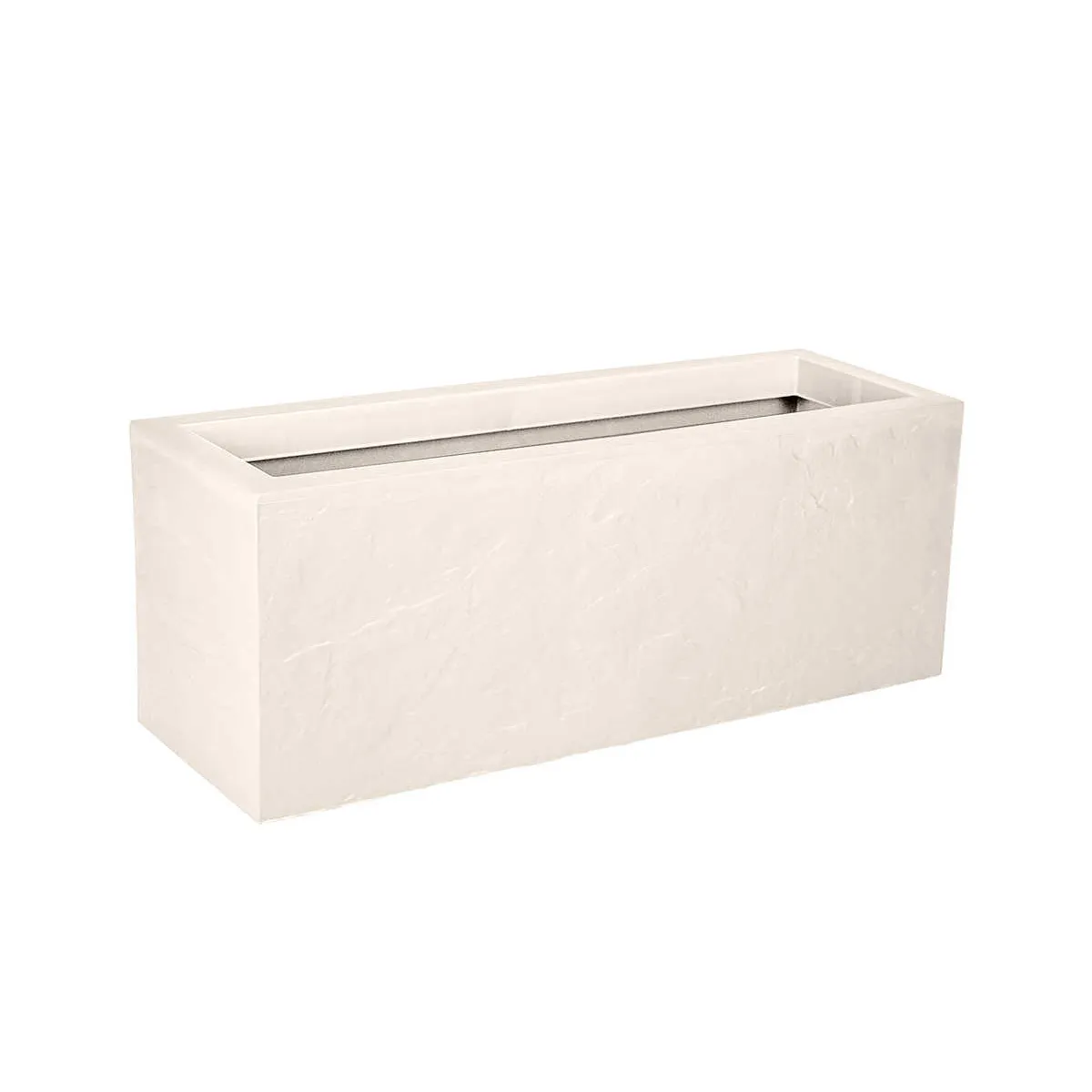 Eda Plastiques Beige Jardinière Rectangulaire Volcania Up Effet Pierre 57 L - Calcaire - Eda