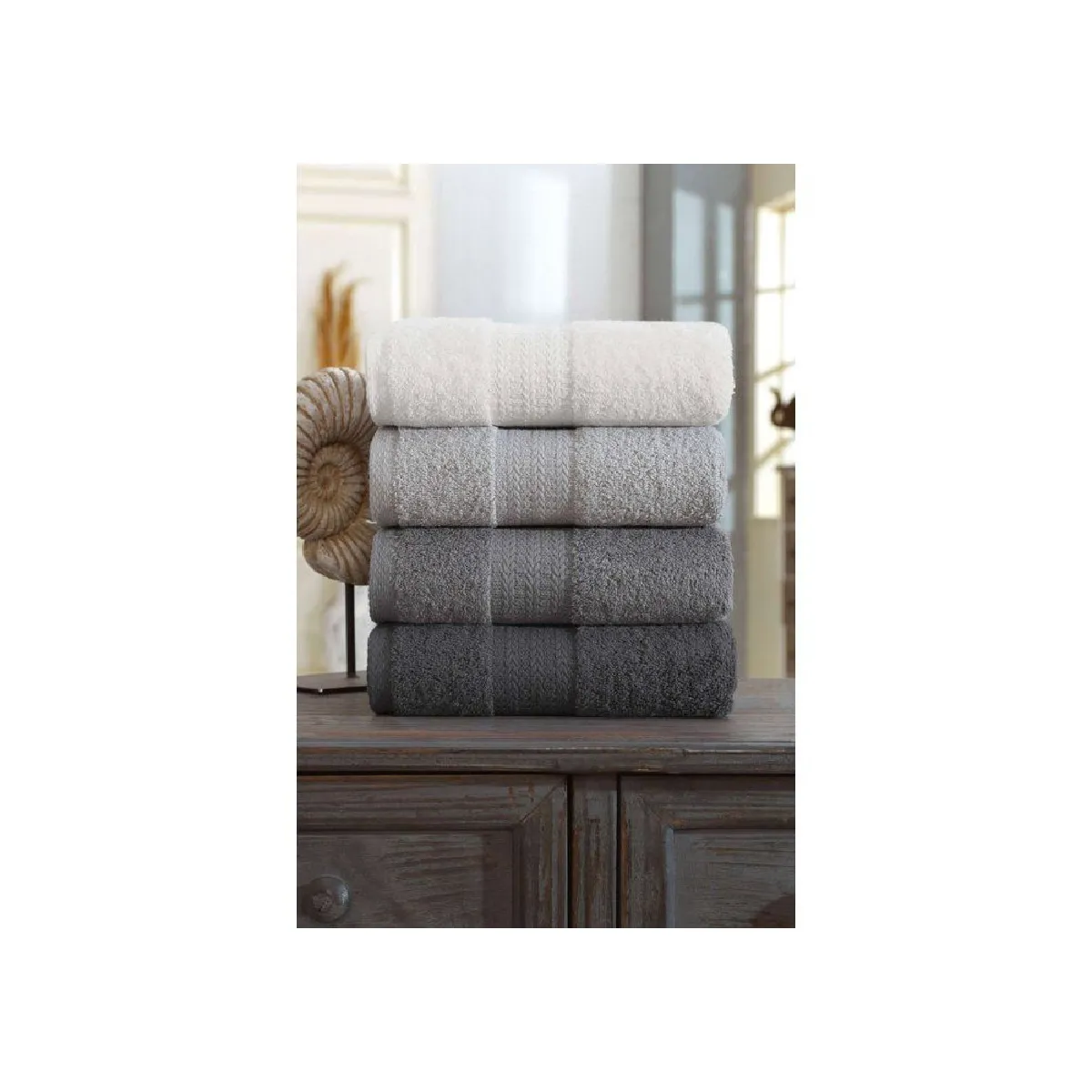 336EPJ1186 Serviette main 50 x 85 cm lot de 4 Gris