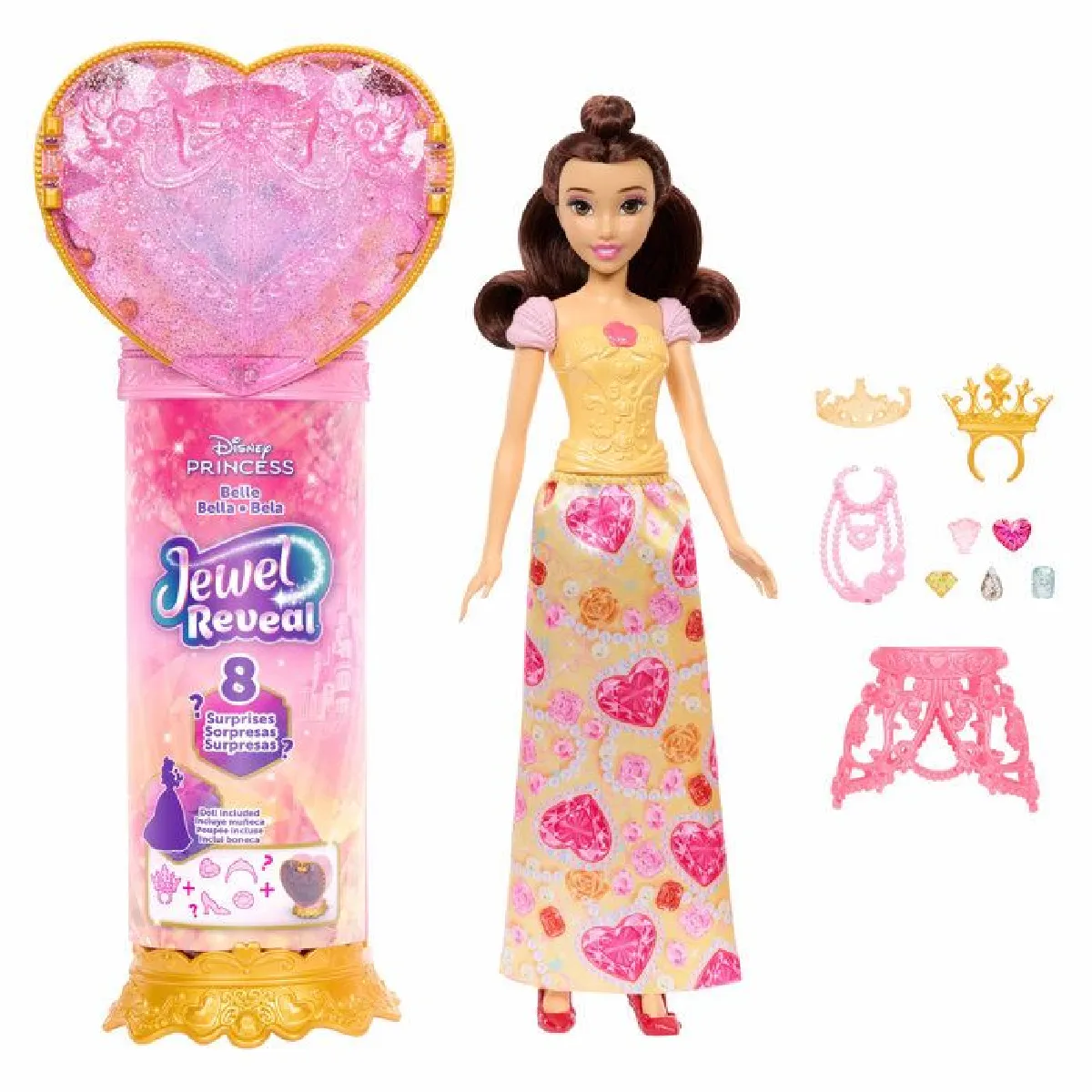 Mattel Poupée Disney Princess Jewel Reveal Belle avec Sceptre et Accessoires Multicolore - vue 4