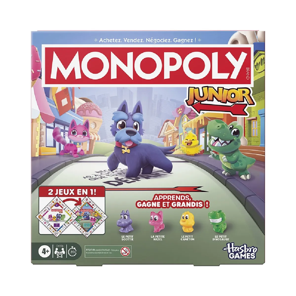 Monopoly Junior 2-en-1 HAOG1856101 Jeu de société familial 2-4 joueurs