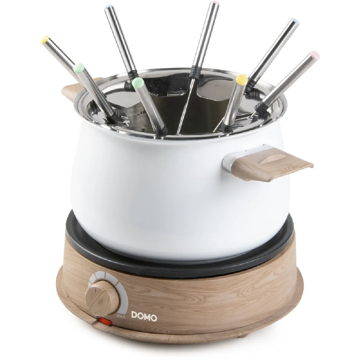 DOMO DO736F Appareil &agrave; fondue &eacute;lectrique 2 L 1500 W blanc/bois 8 personnes