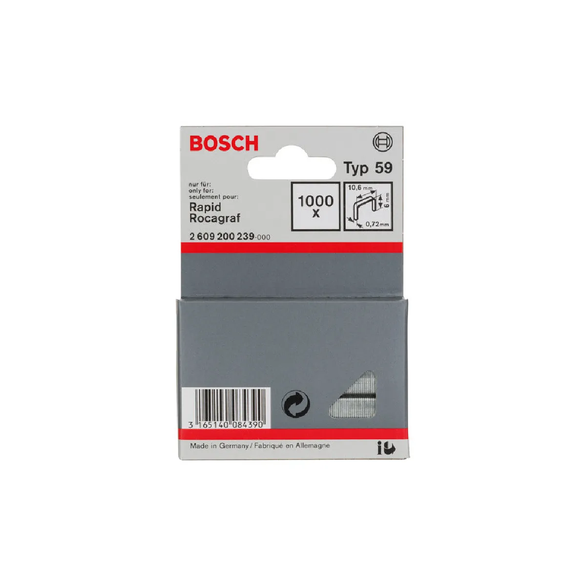 Bosch Agrafe à fil fin de type 59 10.6 x 0.72 x 6 mm 1000 pce 2609200239 - vue 7