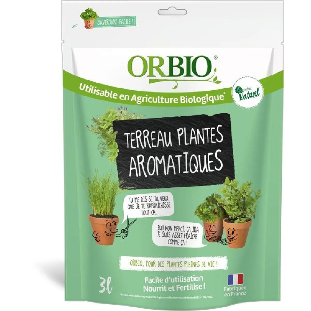 Terreau ORBIO 3 pour plantes aromatiques drainage optimisé