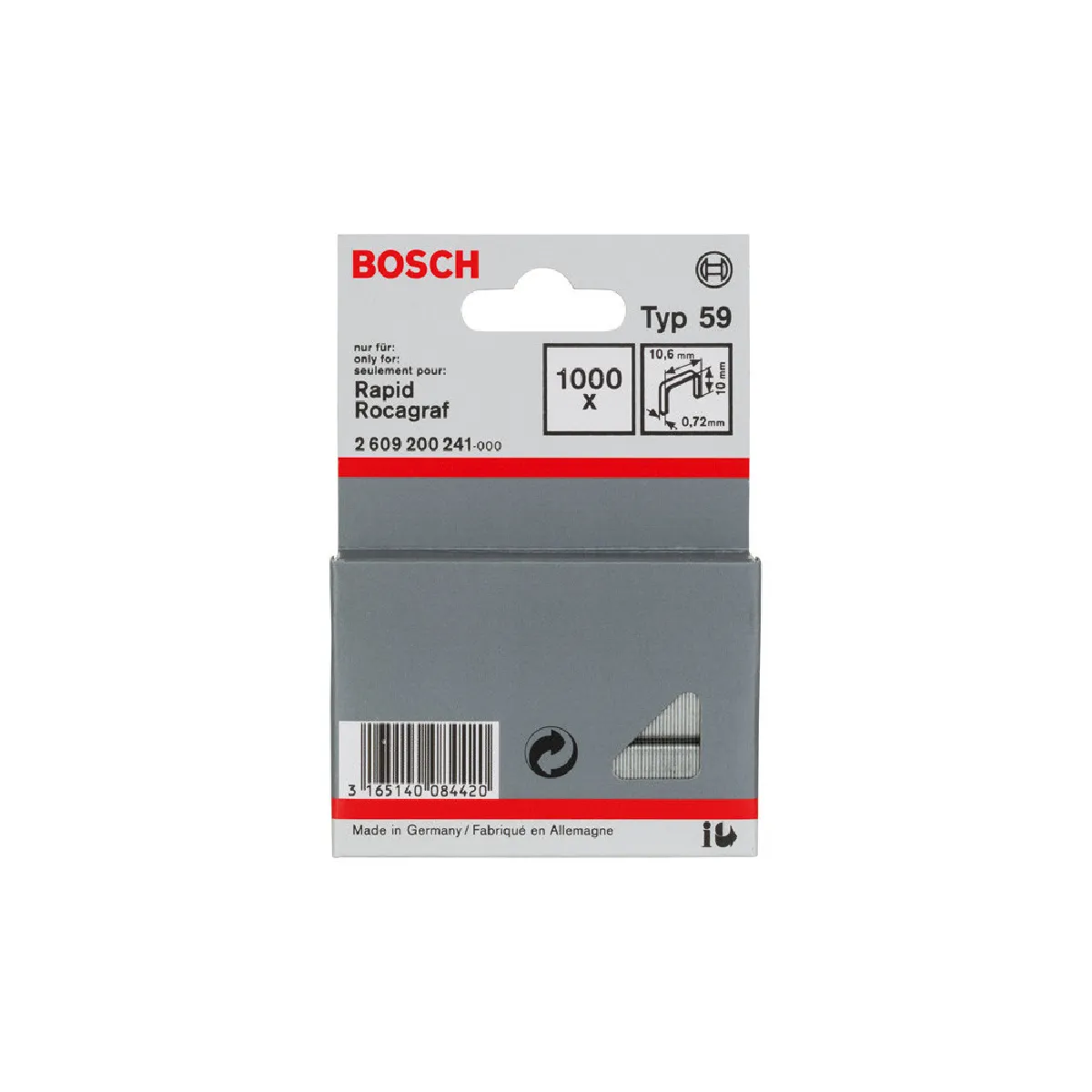 Bosch Agrafe à fil fin de type 59 10.6 x 0.72 x 10 mm 1000 pce 2609200241 - vue 6