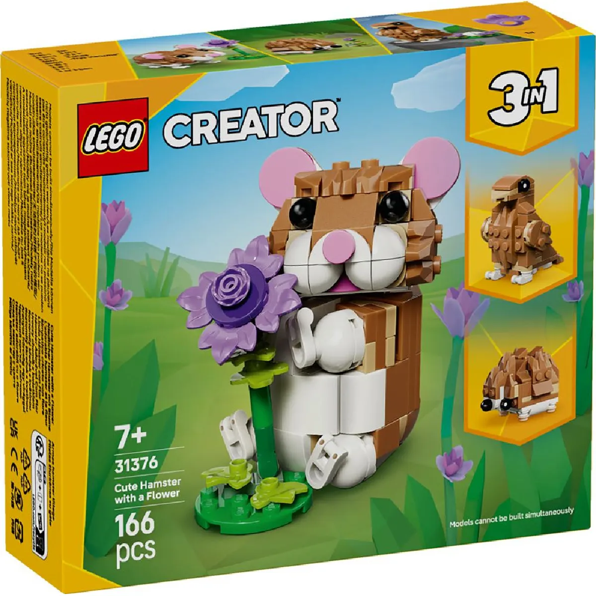 31376 Set Creator 3-en-1 Hamster mignon avec fleur 166 pièces