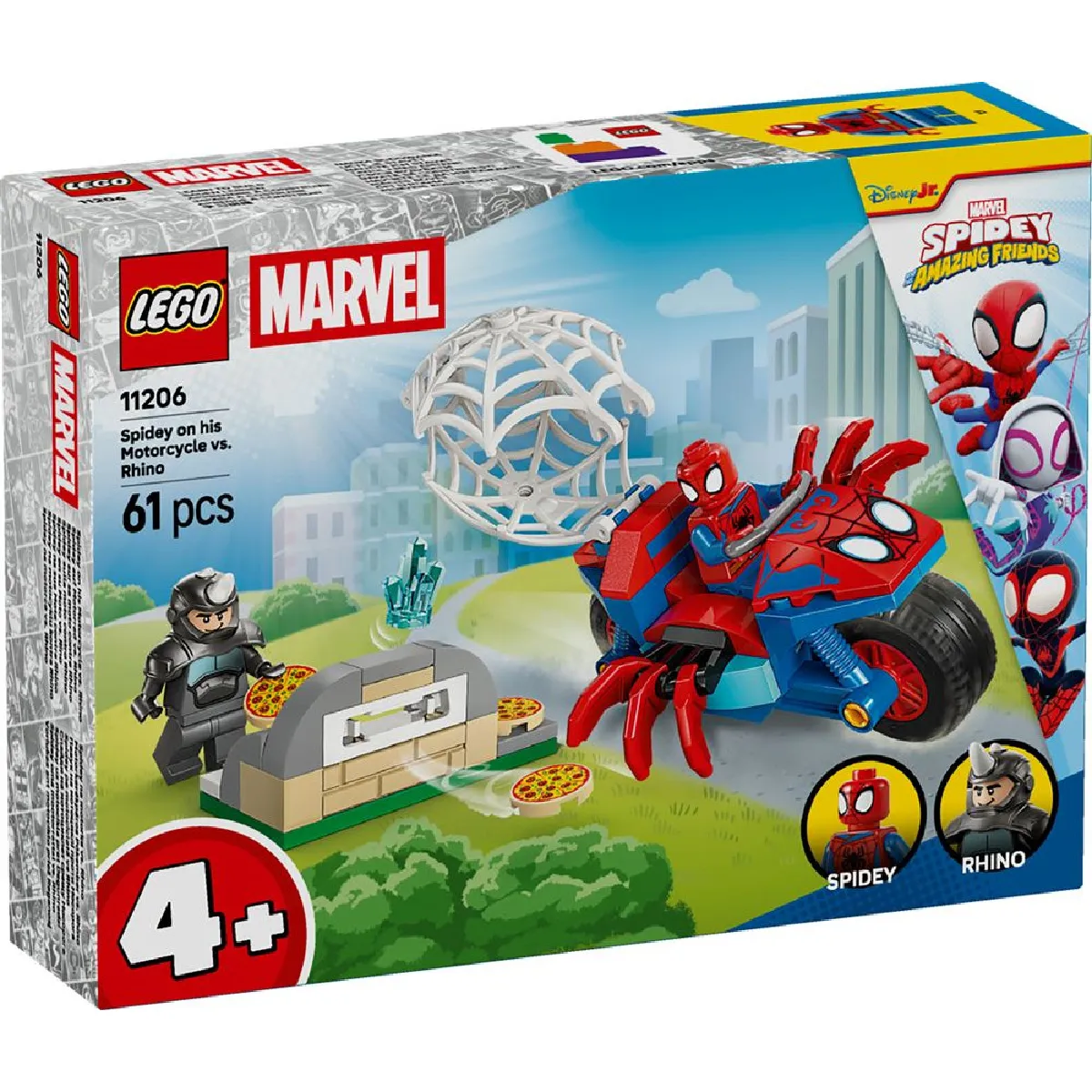 11206 Spidey sur sa moto contre Rhino - Set LEGO Marvel 61 pièces