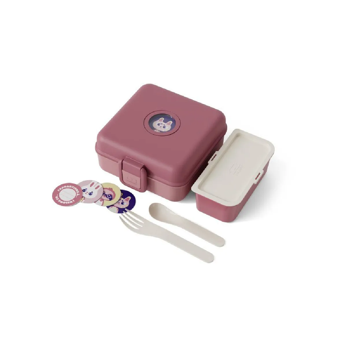 Boîte à sandwich Monbento Snacky 850 ml Rose Blush avec couverts intégrés - Image 4