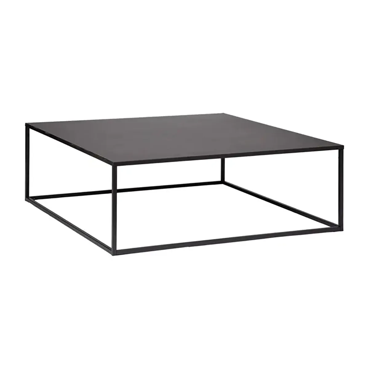 Comparer les prix de Table Basse Carrée en métal noir - Longueur 100 x Profondeur 100 x Hauteur 36 cm