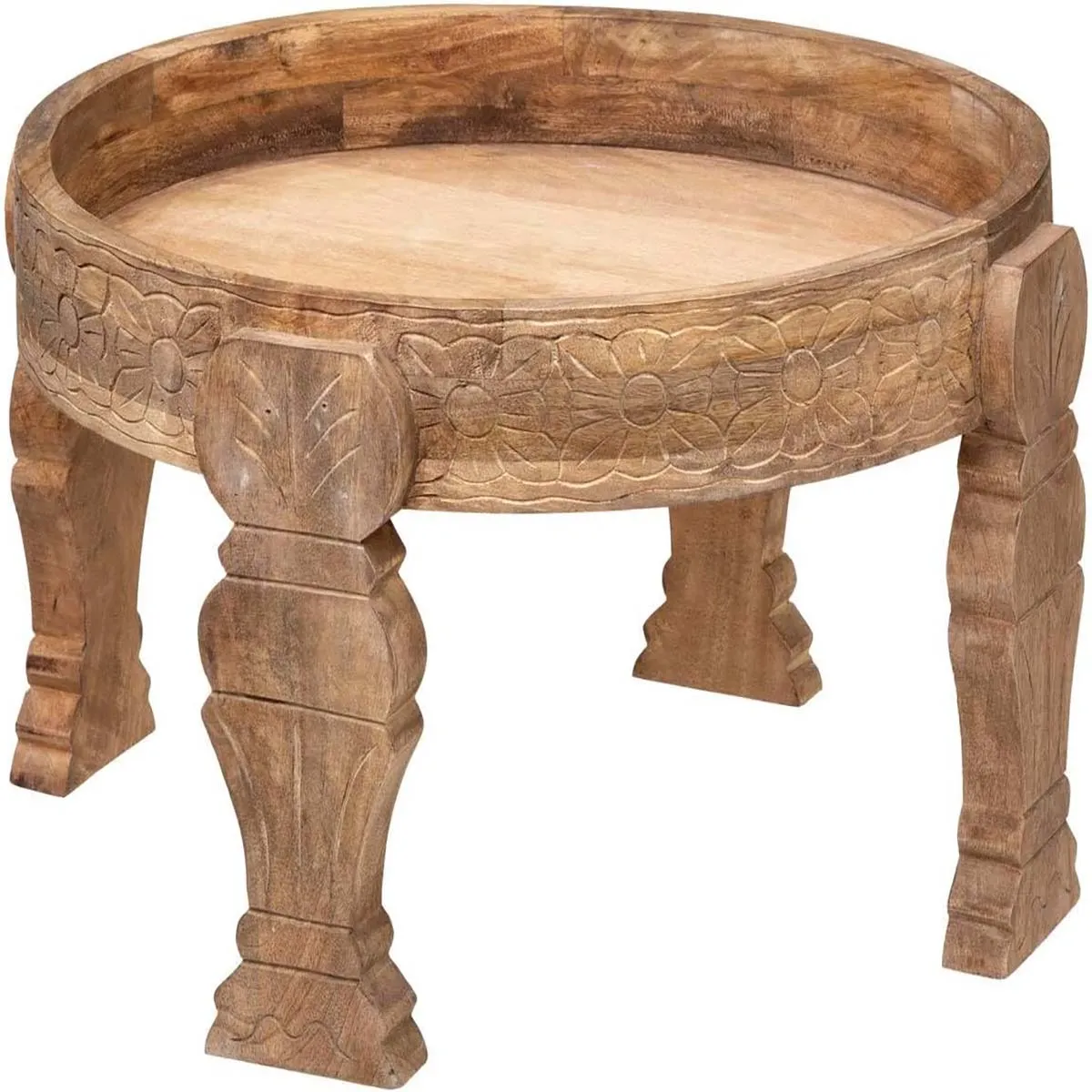 Meilleurs prix pour Table basse ronde en bois de manguier naturel - Diamètre 51 x Profondeur 33 cm