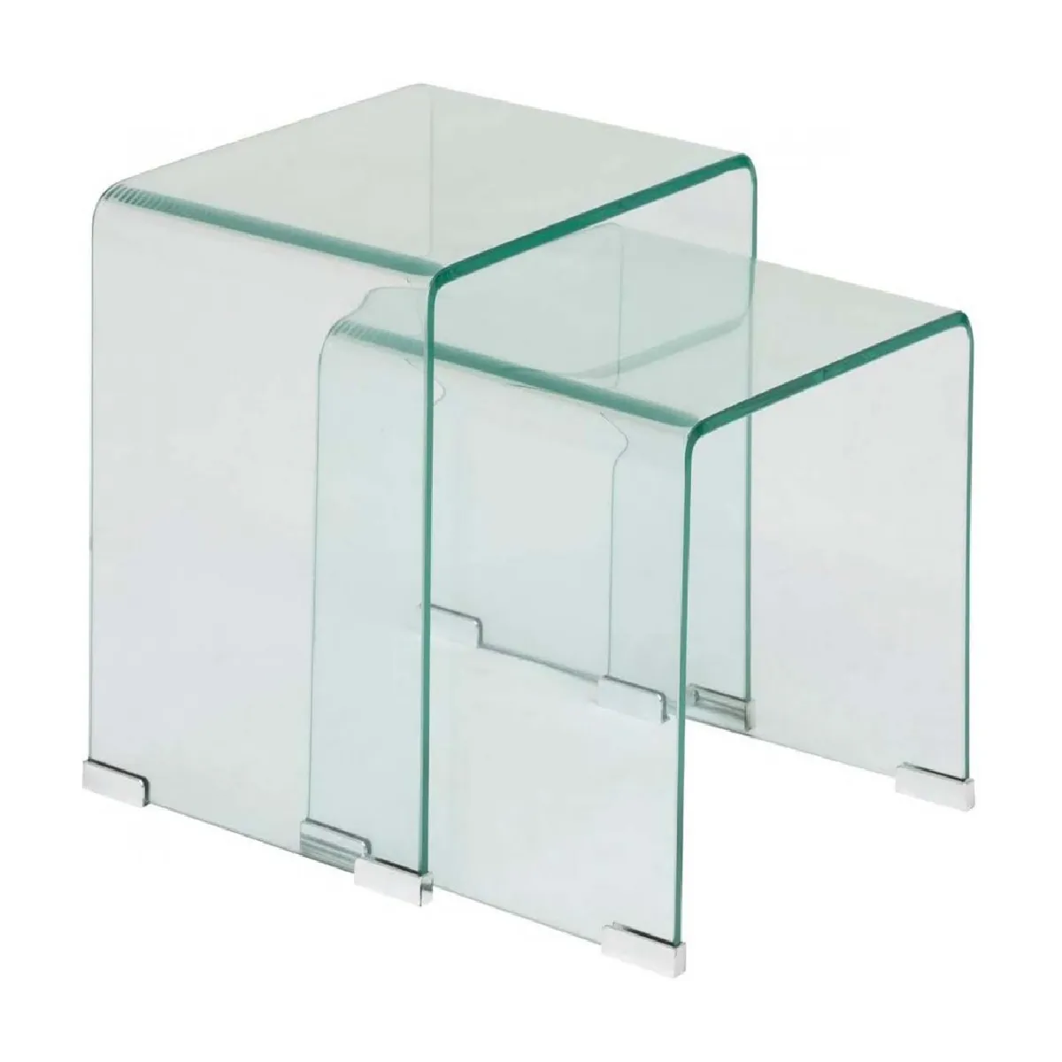 Meilleurs prix pour Lot de 2 tables gigognes en verre trempé transparent - Longueur 51 x Profondeur 30 x Hauteur 47 cm