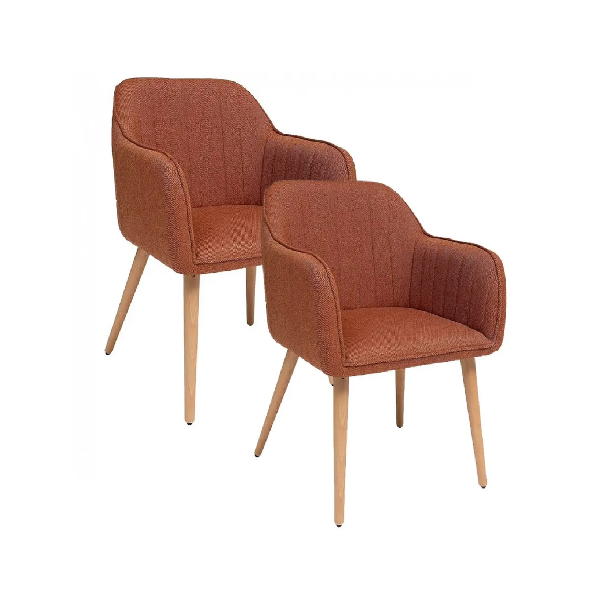 Lot de 2 chaises style fauteuil avec des pieds en bois coloris Longueur 60 x Profondeur 57 x Hauteur 83 5 cm - vue 2