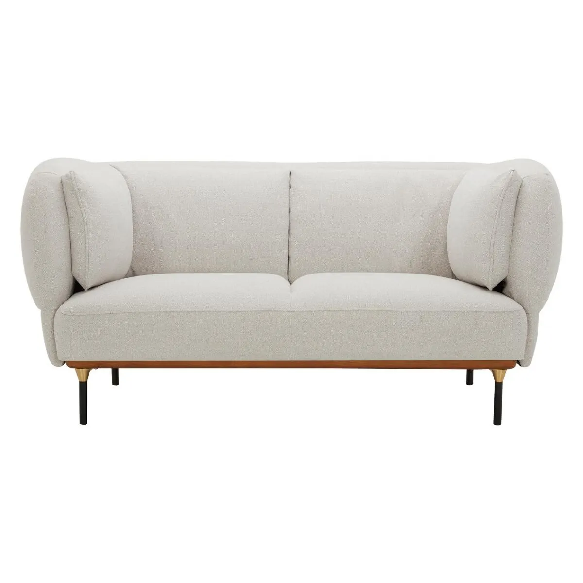 Canapé banquette fixe 2 places coloris gris clair avec pieds en métal - Longueur 172 x Profondeur 97 x Hauteur 80 cm