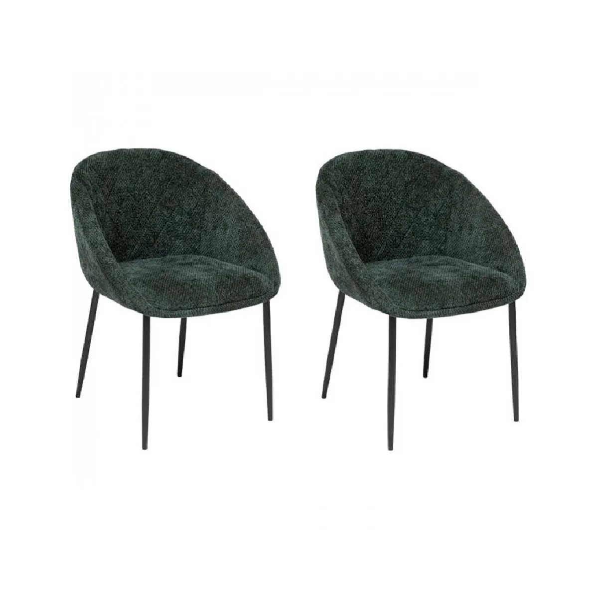 Lot de 2 chaises de salle à manger en tissu chenille avec des pieds en métal, coloris Vert Cèdre - Longueur 60 x Profondeur 57 x Hauteur 81 cm