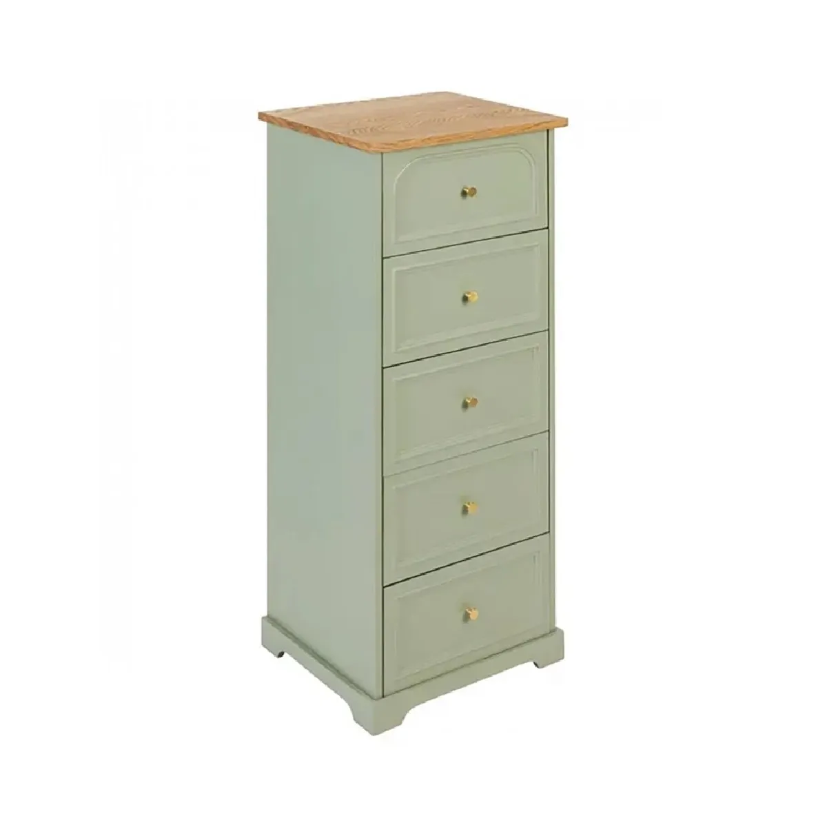 Chiffonnier meuble de rangement avec 5 tiroirs, Vert Céladon - Longueur 45 x Profondeur 39 x Hauteur 113 cm